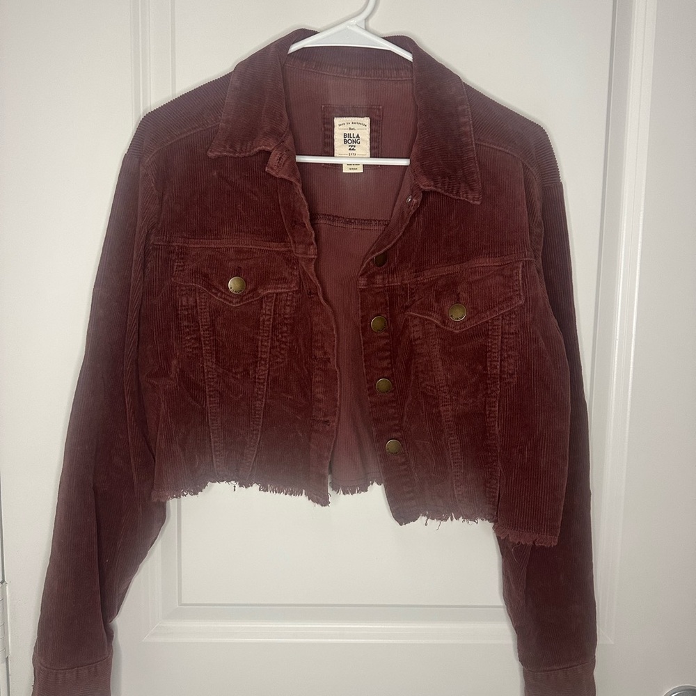Billabong Women's Cropped Corduroy Jacket - Burgundy
